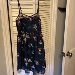 Beautiful navy dress with flowers and bird design